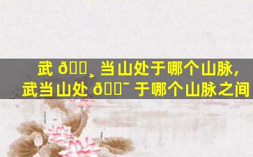 武 🌸 当山处于哪个山脉,武当山处 🐯 于哪个山脉之间